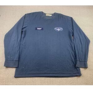 A Bathing Ape Long Sleeve T Shirt Men XL Navy Chest Logo Patch‎ Tag Streetwear